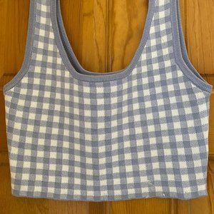 Blue Gingham Sweater Tank Crop top